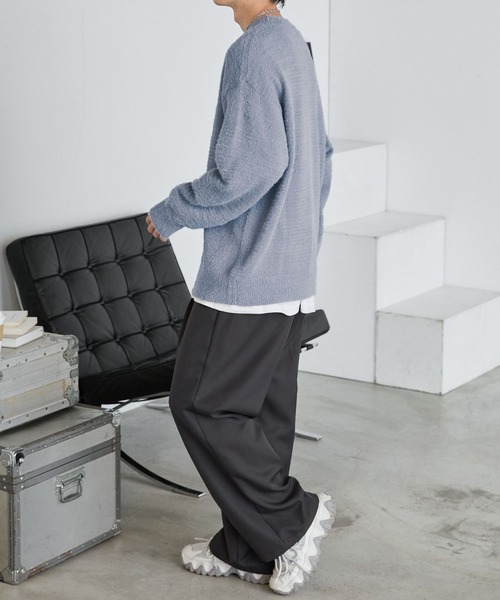 セール】ルーズ シャギー クルーネック ニット プルオーバー（ニット