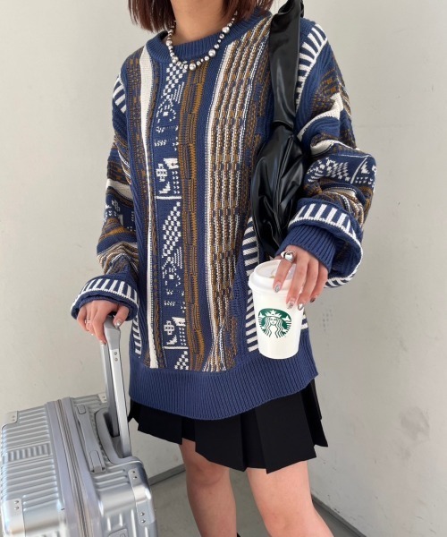 nemne store（ネンネストア）の「【低身長サイズあり】クージー風ニットプルオーバー（ニット/セーター・レディース・ネイビー系/アイボリー系/ブラック系/カーキ系・MEDIUM/SMALL）」の6枚目の写真