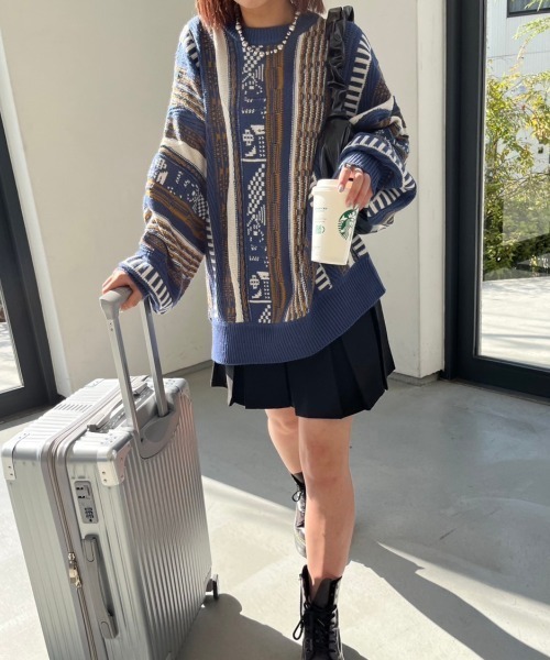 nemne store（ネンネストア）の「【低身長サイズあり】クージー風ニットプルオーバー（ニット/セーター・レディース・ネイビー系/アイボリー系/ブラック系/カーキ系・MEDIUM/SMALL）」の8枚目の写真