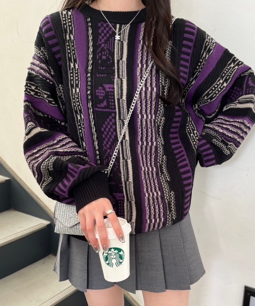 nemne store（ネンネストア）の「【低身長サイズあり】クージー風ニットプルオーバー（ニット/セーター・レディース・ネイビー系/アイボリー系/ブラック系/カーキ系・MEDIUM/SMALL）」の14枚目の写真