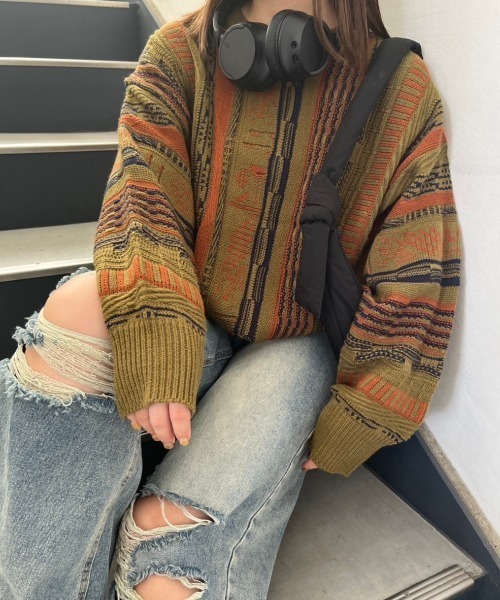 nemne store（ネンネストア）の「【低身長サイズあり】クージー風ニットプルオーバー（ニット/セーター・レディース・ネイビー系/アイボリー系/ブラック系/カーキ系・MEDIUM/SMALL）」の20枚目の写真