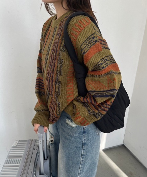 nemne store（ネンネストア）の「【低身長サイズあり】クージー風ニットプルオーバー（ニット/セーター・レディース・ネイビー系/アイボリー系/ブラック系/カーキ系・MEDIUM/SMALL）」の22枚目の写真
