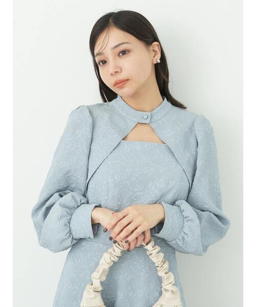 earth music&ecology（アースミュージックアンドエコロジー）の「SET2点ジャガードボレロ+ワンピース（ワンピース・レディース・グレイッシュブルー/その他8/ブラック・FREE）」の4枚目の写真