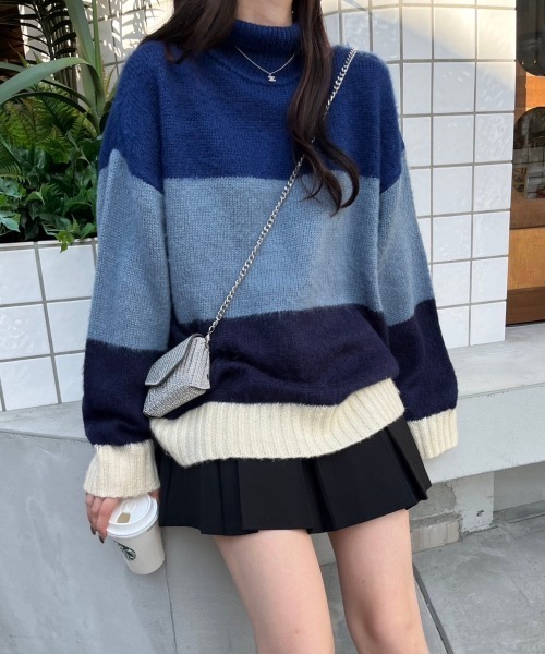nemne store(ネンネストア)の「【低身長サイズあり】モヘアライクボーダーニット(ニット/セーター・レディース・ブラック系/グレー系/ベージュ系/ネイビー系・SMALL/MEDIUM)」の18枚目の写真