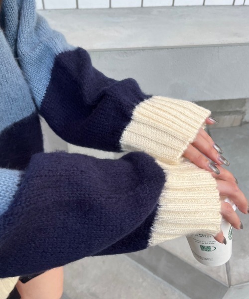 nemne store(ネンネストア)の「【低身長サイズあり】モヘアライクボーダーニット(ニット/セーター・レディース・ブラック系/グレー系/ベージュ系/ネイビー系・SMALL/MEDIUM)」の20枚目の写真