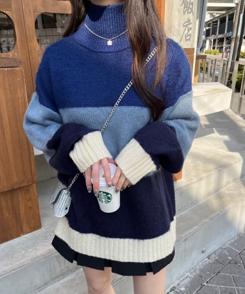 nemne store(ネンネストア)の「【低身長サイズあり】モヘアライクボーダーニット(ニット/セーター・レディース・ブラック系/グレー系/ベージュ系/ネイビー系・SMALL/MEDIUM)」の17枚目の写真