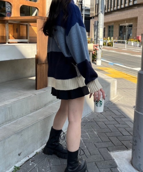 nemne store(ネンネストア)の「【低身長サイズあり】モヘアライクボーダーニット(ニット/セーター・レディース・ブラック系/グレー系/ベージュ系/ネイビー系・SMALL/MEDIUM)」の21枚目の写真