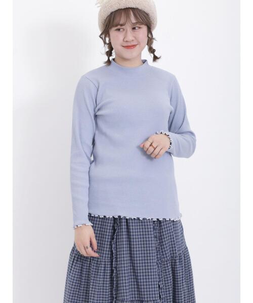 Samansa Mos2(サマンサ モスモス)の「テレコリブハイネックカットソー(Tシャツ/カットソー・レディース・グリーン/オフホワイト/ブラック/ブルー・F)」の4枚目の写真