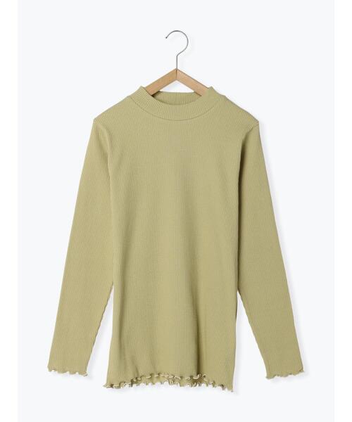 Samansa Mos2(サマンサ モスモス)の「テレコリブハイネックカットソー(Tシャツ/カットソー・レディース・グリーン/オフホワイト/ブラック/ブルー・F)」の1枚目の写真