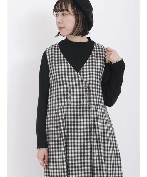 Samansa Mos2(サマンサ モスモス)の「テレコリブハイネックカットソー(Tシャツ/カットソー・レディース・グリーン/オフホワイト/ブラック/ブルー・F)」の6枚目の写真