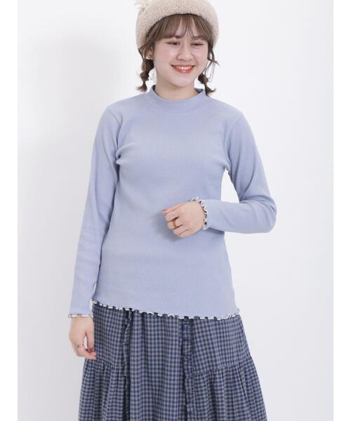 Samansa Mos2(サマンサ モスモス)の「テレコリブハイネックカットソー(Tシャツ/カットソー・レディース・グリーン/オフホワイト/ブラック/ブルー・F)」の7枚目の写真