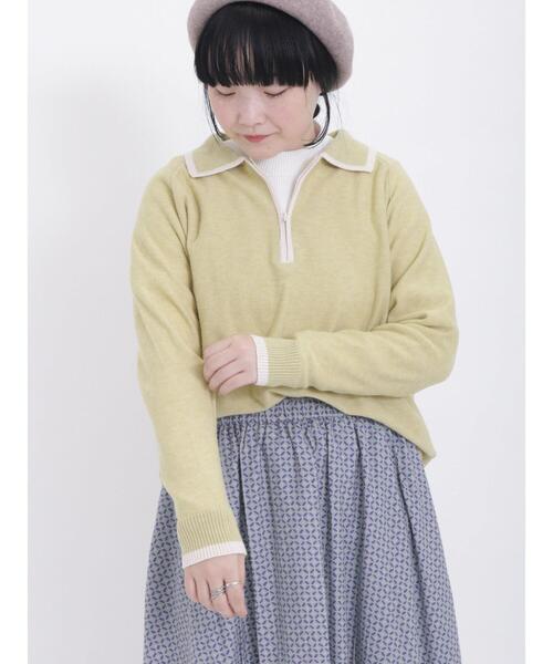 Samansa Mos2(サマンサ モスモス)の「テレコリブハイネックカットソー(Tシャツ/カットソー・レディース・グリーン/オフホワイト/ブラック/ブルー・F)」の8枚目の写真