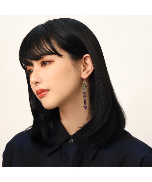 RADIO EVA(ラヂオエヴァ)の「RADIO EVA 884 Pebble & Metal Chip's Pierce (VIVIFY)(ピアス(片耳用)・レディース・ピンク/レッド/ネイビー/パープル/ホワイト・FREE)」の8枚目の写真