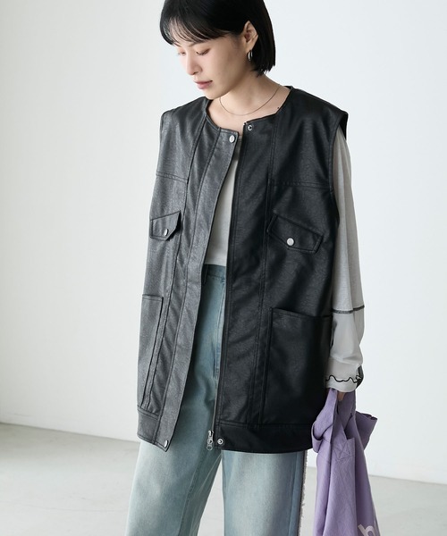 forksy.】ヴィンテージライクビッグベスト forksy.│MONO-MART