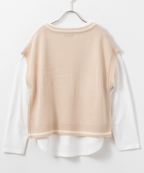 NAVY(ネイビー)の「NAVY インナー付きニットベスト アンサンブル(ベスト・キッズ・オフホワイト/ベージュ/ネイビー・140/150/130/120/160)」の7枚目の写真