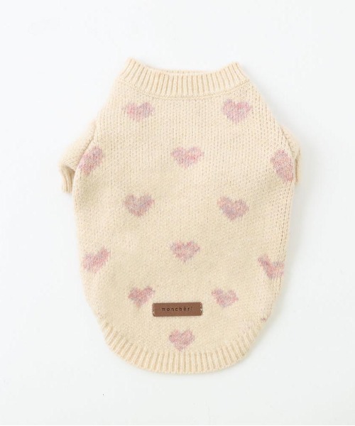 moncheri（モンシェリ）の「ハート柄ジャガードニットトップス（ペットウェア・レディース・モカ/アイボリー・S/L/XL/M/2M/XS）」の2枚目の写真
