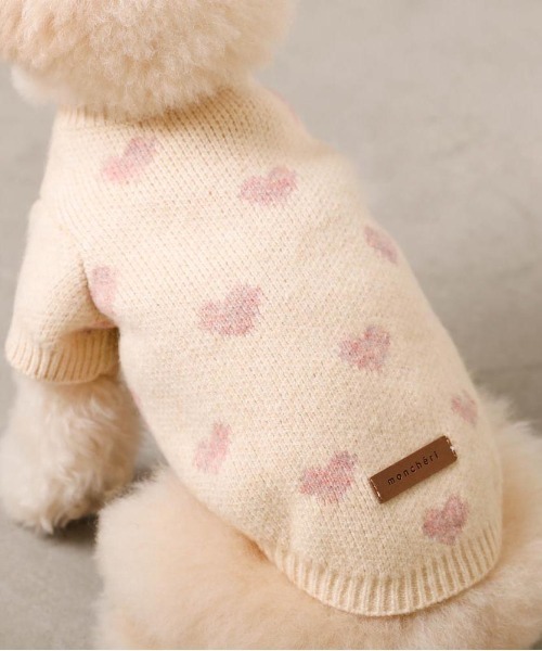 moncheri（モンシェリ）の「ハート柄ジャガードニットトップス（ペットウェア・レディース・モカ/アイボリー・S/L/XL/M/2M/XS）」の18枚目の写真