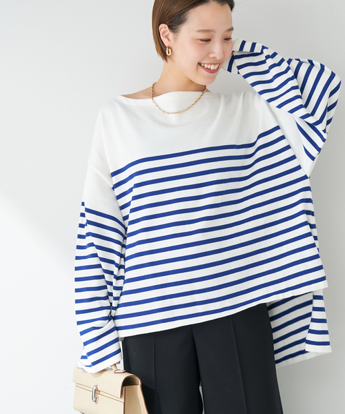 プラージュ Plage ボーダーバスクシャツ ボーダーニット 青×白 plage（プラージュ）の「les Tendre basque シャツ（ニット