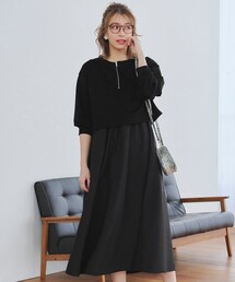 【2点セット・洗える】 ハーフジッププルオーバー＆ワンピース