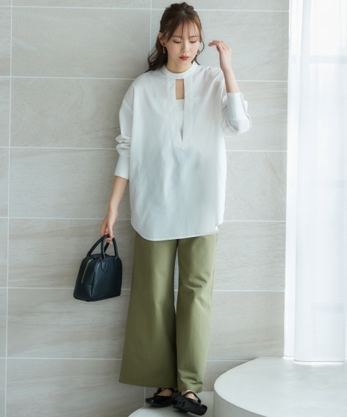 miclat（ミクラ）の「大きいサイズ　Iスリットボリュームシャツ　miclat（シャツ/ブラウス・レディース・ホワイト/ブルー・L/LL/3L/4L/5L）」の7枚目の写真