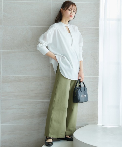 miclat（ミクラ）の「大きいサイズ　Iスリットボリュームシャツ　miclat（シャツ/ブラウス・レディース・ホワイト/ブルー・L/LL/3L/4L/5L）」の9枚目の写真