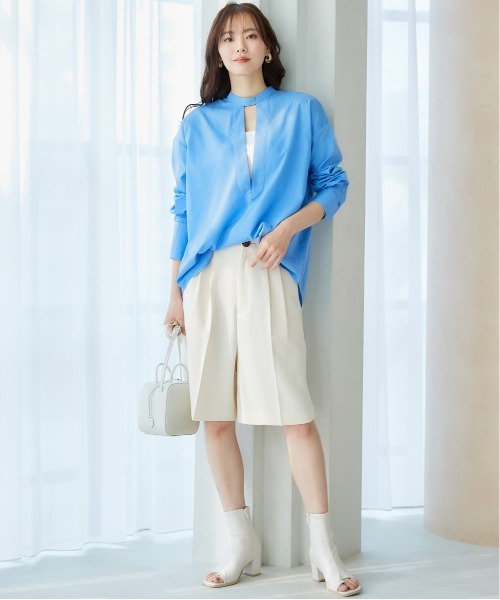 miclat（ミクラ）の「大きいサイズ　Iスリットボリュームシャツ　miclat（シャツ/ブラウス・レディース・ホワイト/ブルー・L/LL/3L/4L/5L）」の8枚目の写真