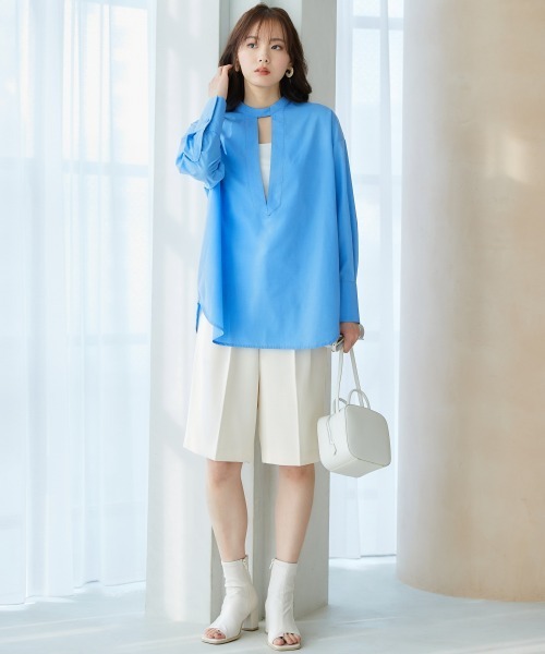 miclat（ミクラ）の「大きいサイズ　Iスリットボリュームシャツ　miclat（シャツ/ブラウス・レディース・ホワイト/ブルー・L/LL/3L/4L/5L）」の10枚目の写真