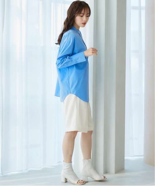 miclat（ミクラ）の「大きいサイズ　Iスリットボリュームシャツ　miclat（シャツ/ブラウス・レディース・ホワイト/ブルー・L/LL/3L/4L/5L）」の21枚目の写真