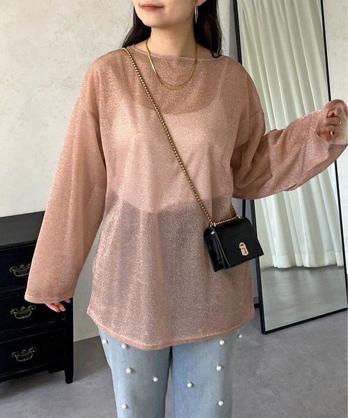 prose verse（プロズヴェール）の「ラメシアートップス（Tシャツ/カットソー・レディース・ピンク/シルバー/ブラック・MEDIUM）」の3枚目の写真