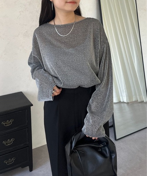 prose verse（プロズヴェール）の「ラメシアートップス（Tシャツ/カットソー・レディース・ピンク/シルバー/ブラック・MEDIUM）」の4枚目の写真