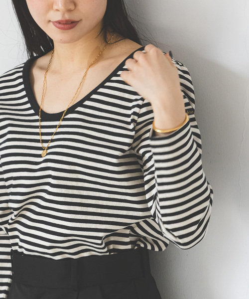 Le Minor（ルミノア）の「【Le minor】別注Uネックプルオーバー（Tシャツ/カットソー・レディース・ブラック/パープル・FREE）」の3枚目の写真