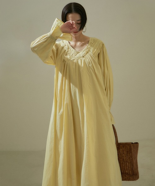 サロン アダムエロペ　 ハンドウィーブ2WAYワンピース　ロング WEB限定】ハンドウィーブ2WAYワンピース/24SS【洗える