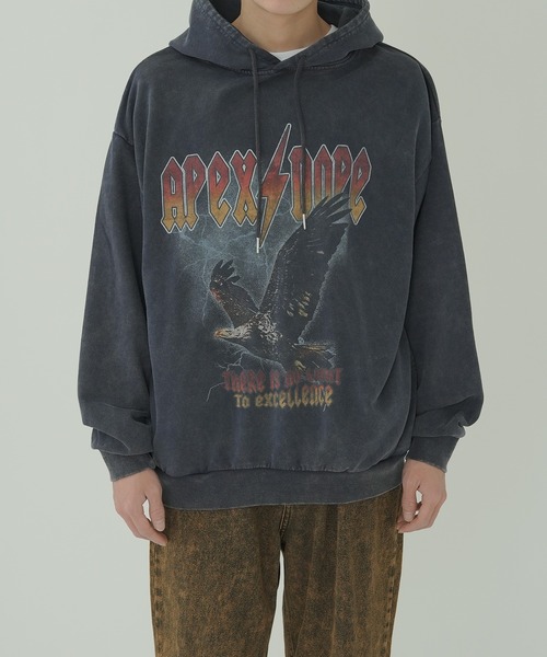 【セール】ハードグラフィック ヴィンテージライク スウェットプルパーカー（パーカー）｜improves（インプローブス）