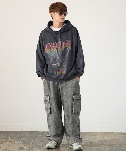 【セール】ハードグラフィック ヴィンテージライク スウェットプルパーカー（パーカー）｜improves（インプローブス）