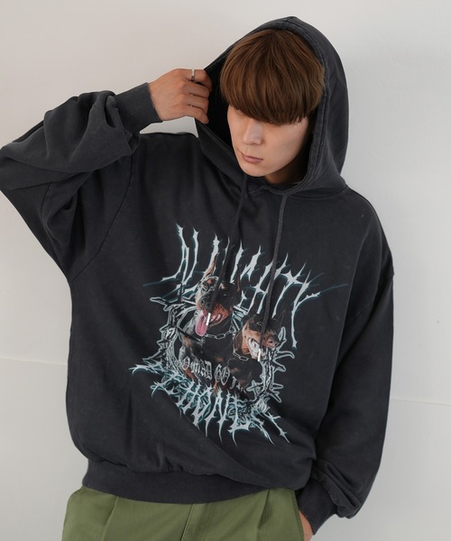 【セール】ハードグラフィック ヴィンテージライク スウェットプルパーカー（パーカー）｜improves（インプローブス）