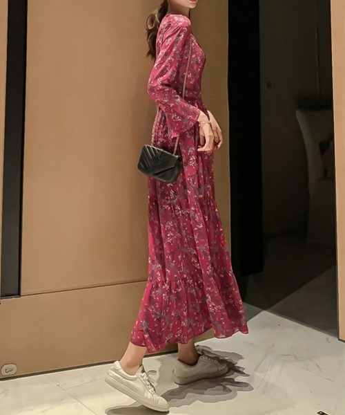 Miniministore(ミニミニストア)の「ティアードワンピース 長袖 ロングワンピ(ワンピース・レディース・アイボリー/ワインレッド/ブラック・M/L)」の13枚目の写真