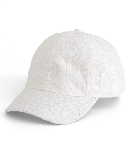 apres les cours（アプレレクール）の「レース・サテンロゴ刺繍キャップ（キャップ・キッズ・オフホワイト/ピンク/ネイビー・50/54/58）」の2枚目の写真