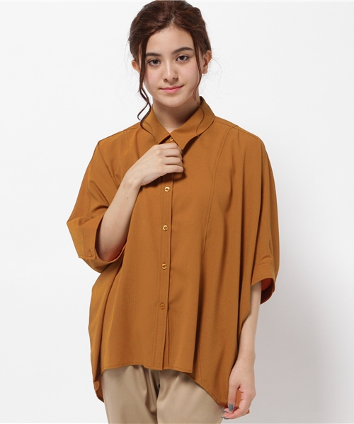 CAPRICIEUX LE'MAGE（カプリシューレマージュ）の「シャドーストライプオーバーシャツ（シャツ/ブラウス・レディース・ホワイト/ネイビー/キャメル・FREE）」の3枚目の写真