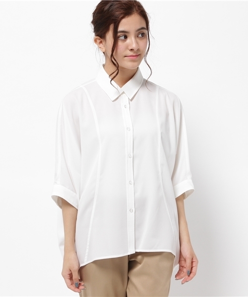 CAPRICIEUX LE'MAGE（カプリシューレマージュ）の「シャドーストライプオーバーシャツ（シャツ/ブラウス・レディース・ホワイト/ネイビー/キャメル・FREE）」の10枚目の写真