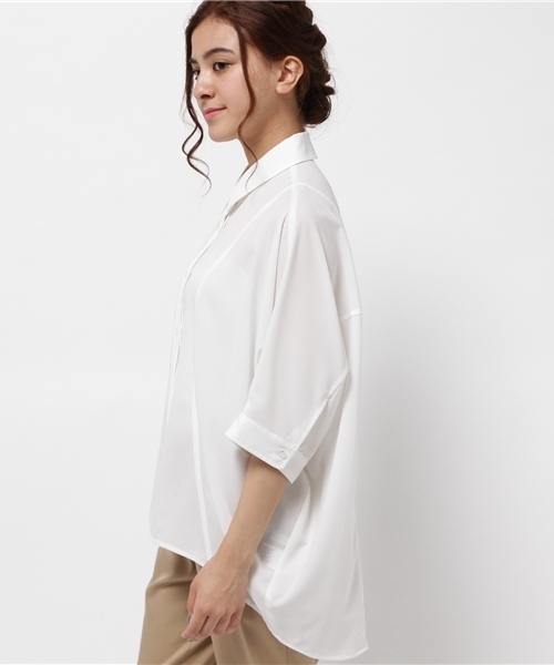 CAPRICIEUX LE'MAGE（カプリシューレマージュ）の「シャドーストライプオーバーシャツ（シャツ/ブラウス・レディース・ホワイト/ネイビー/キャメル・FREE）」の11枚目の写真