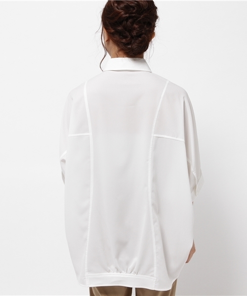 CAPRICIEUX LE'MAGE（カプリシューレマージュ）の「シャドーストライプオーバーシャツ（シャツ/ブラウス・レディース・ホワイト/ネイビー/キャメル・FREE）」の4枚目の写真