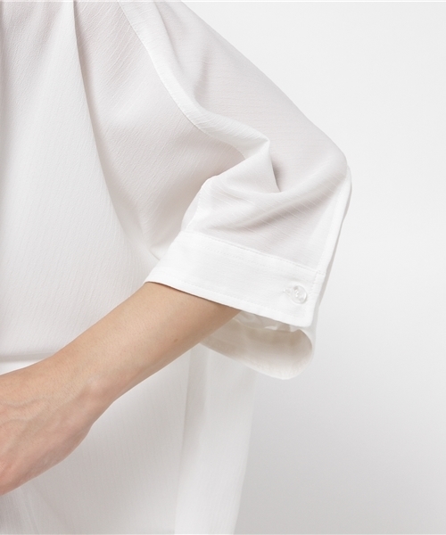 CAPRICIEUX LE'MAGE（カプリシューレマージュ）の「シャドーストライプオーバーシャツ（シャツ/ブラウス・レディース・ホワイト/ネイビー/キャメル・FREE）」の6枚目の写真