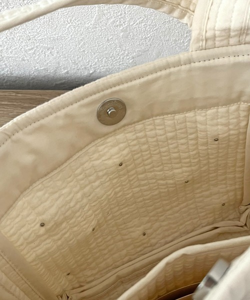 prose verse（プロズヴェール）の「ミニパールヌビバッグ（トートバッグ・レディース・ブラック/アイボリー・ﾌﾘ-）」の9枚目の写真