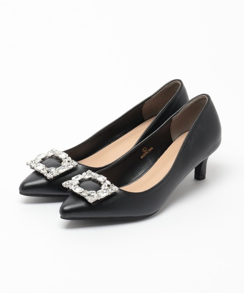 mysty woman（ミスティウーマン）の「スクエアビジューパンプス 109256（パンプス・レディース・ブラック/ベージュ・MEDIUM/LARGE）」の9枚目の写真