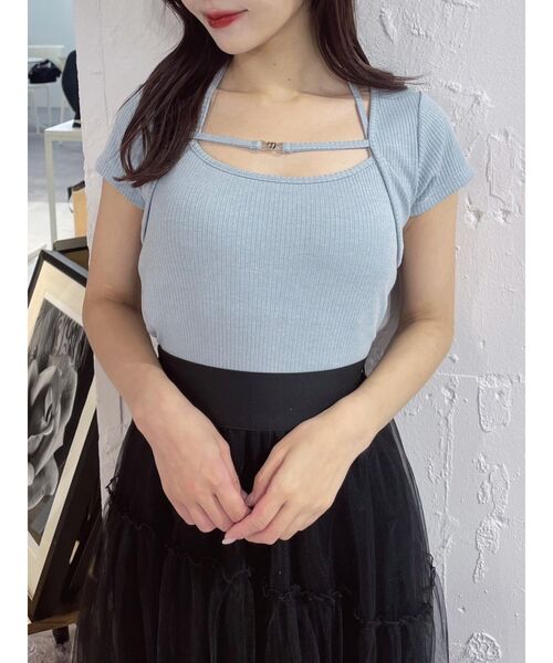 EATME（イートミー）の「キャミセットリブTOP（ニット/セーター・レディース・ブラック/ベージュ/ブルー・FREE）」の7枚目の写真