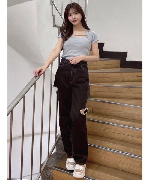 EATME（イートミー）の「キャミセットリブTOP（ニット/セーター・レディース・ブラック/ベージュ/ブルー・FREE）」の10枚目の写真