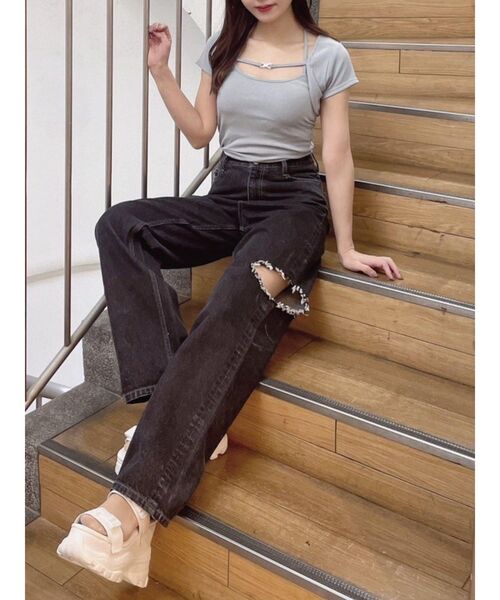 EATME（イートミー）の「キャミセットリブTOP（ニット/セーター・レディース・ブラック/ベージュ/ブルー・FREE）」の14枚目の写真