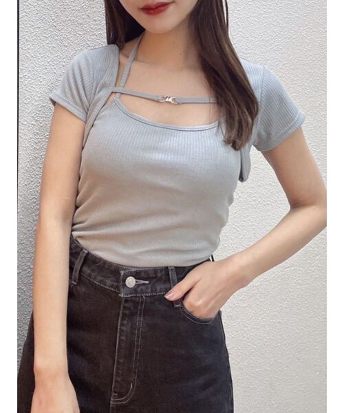 EATME（イートミー）の「キャミセットリブTOP（ニット/セーター・レディース・ブラック/ベージュ/ブルー・FREE）」の16枚目の写真