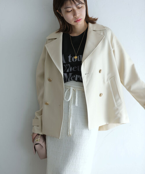 La TOTALITE（ラトータリテ）の「ミドルトレンチコート（トレンチコート・レディース・ネイビー/ベージュ・38/36）」の6枚目の写真