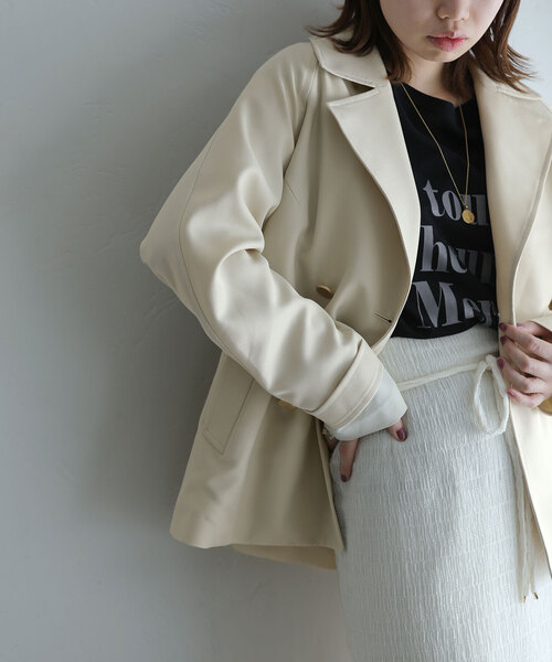 La TOTALITE（ラトータリテ）の「ミドルトレンチコート（トレンチコート・レディース・ネイビー/ベージュ・38/36）」の7枚目の写真